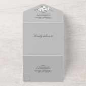 Hand Drawn Charcoal and White Flowers Wedding All In One Uitnodiging (Buitenkant)