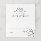 Hand Drawn Charcoal and White Flowers Wedding Plaatskaartje (Buitenkant ongevouwen)