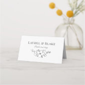 Hand Drawn Charcoal and White Flowers Wedding Plaatskaartje (Achterkant)