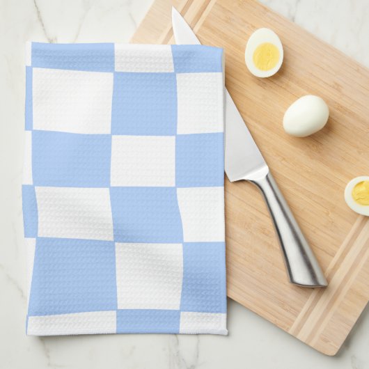 Hand Drawn Checkerboard Pattern (sky blue/white) Theedoek (Quarter Fold)