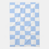 Hand Drawn Checkerboard Pattern (sky blue/white) Theedoek (Verticaal)