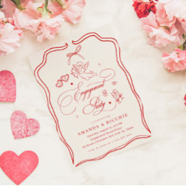 Hand Drawn Cherub Vintage Cupid Engagement Party Kaart