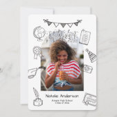 Hand Drawn Chic Arch Photo Graduate Announcement Aankondiging (Voorkant)