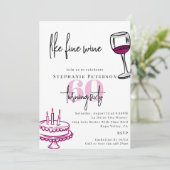 Hand Drawn Chic Scribble Wine & Cake 60th Birthday Kaart (Staand voorkant)