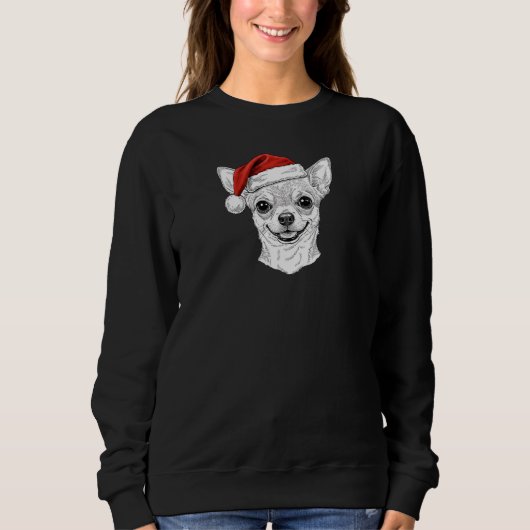 Hand-Drawn Chihuahua Christmas Santa Dog Portrait Trui (Voorkant)