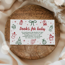 Hand Drawn Christmas Baby Shower Books for Baby Informatiekaartje