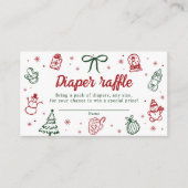 Hand Drawn Christmas Baby Shower Diaper Raffle Informatiekaartje (Voorkant)