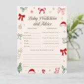 Hand Drawn Christmas Baby Shower Predictions Game Kaart (Staand voorkant)