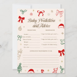 Hand Drawn Christmas Baby Shower Predictions Game  Kaart
