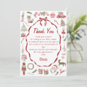Hand Drawn Christmas Baby Shower Thank You Card Bedankkaart (Staand voorkant)