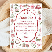 Hand Drawn Christmas Baby Shower Thank You Card Bedankkaart