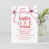 Hand Drawn Christmas Bows Birthday Party Kaart (Staand voorkant)