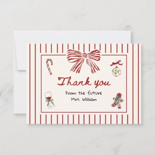 Hand Drawn Christmas Bridal Shower Bedankkaart (Voorkant)