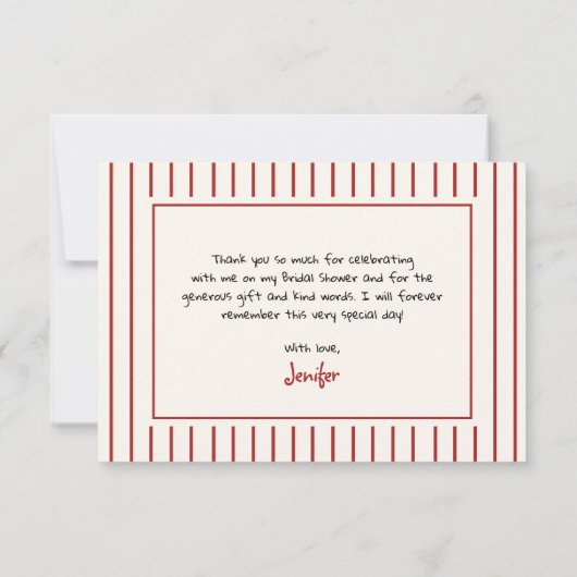 Hand Drawn Christmas Bridal Shower Bedankkaart (Achterkant)