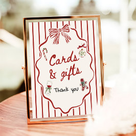 Hand Drawn Christmas Bridal Shower Cards and Gifts Poster