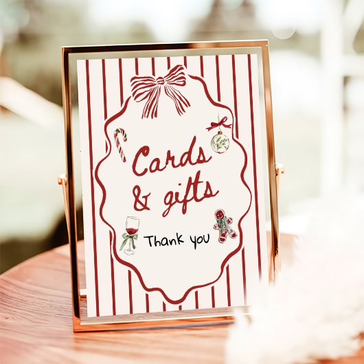 Hand Drawn Christmas Bridal Shower Cards and Gifts Poster