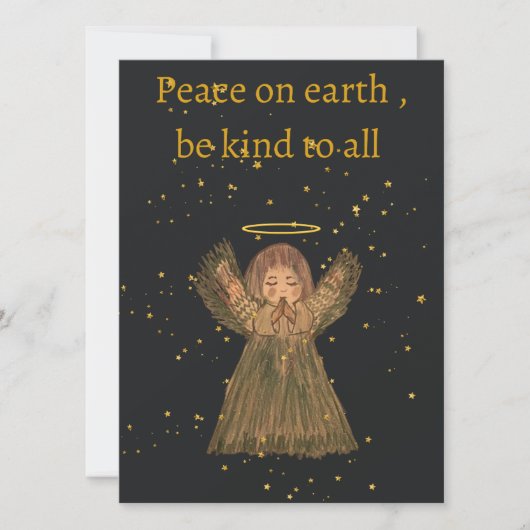 Hand drawn Christmas card , Angel , cute,  (Voorkant)