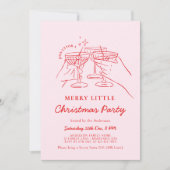 Hand Drawn Christmas Cocktail Party Invitation Kaart (Voorkant)