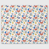 Hand Drawn Christmas Crayon Style Santa Pattern Cadeaupapier (Vlak)