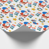 Hand Drawn Christmas Crayon Style Santa Pattern Cadeaupapier (Hoek)