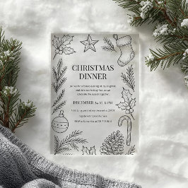 Hand-Drawn Christmas Dinner Acryl Uitnodigingen