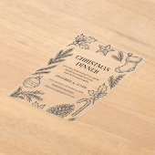 Hand-Drawn Christmas Dinner Acryl Uitnodigingen (Laagn)