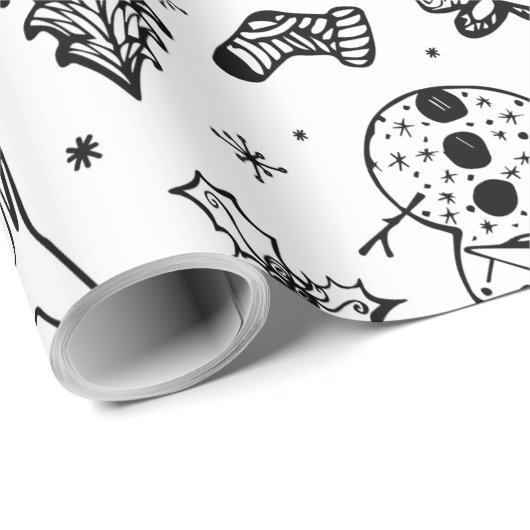 Hand Drawn Christmas Doodle Cadeaupapier (Rol Hoek)