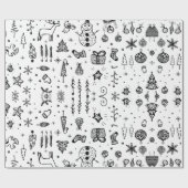Hand Drawn Christmas Doodle Cadeaupapier (Vlak)
