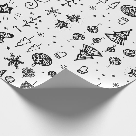 Hand Drawn Christmas Doodle Cadeaupapier (Hoek)