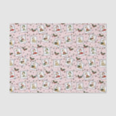 Hand Drawn  Christmas Geese Pink Tissue Paper Tissuepapier (Voorkant)