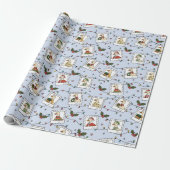 Hand Drawn Christmas Geese - Wrapping Paper Roll Cadeaupapier (Uitgerold)