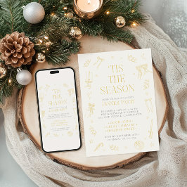 Hand Drawn Christmas Holiday Dinner Party Invite Feestdagenkaart