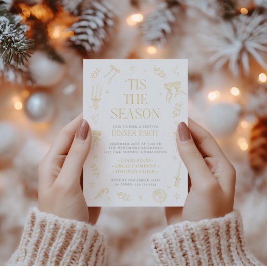 Hand Drawn Christmas Holiday Dinner Party Invite Feestdagenkaart