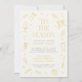 Hand Drawn Christmas Holiday Dinner Party Invite Feestdagenkaart (Voorkant)