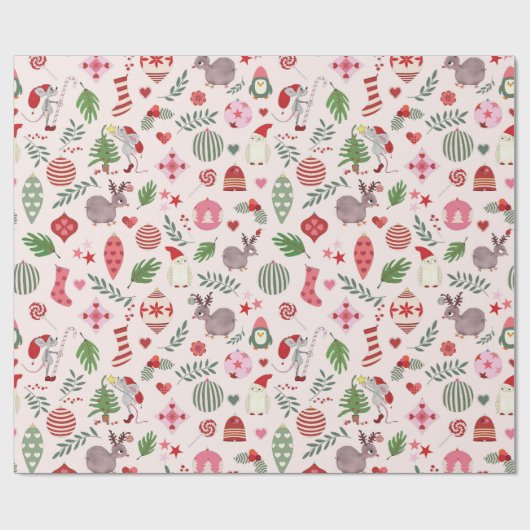 Hand-drawn Christmas Icons Wrapping Paper Cadeaupapier (Vlak)