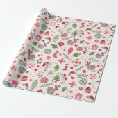 Hand-drawn Christmas Icons Wrapping Paper Cadeaupapier (Uitgerold)