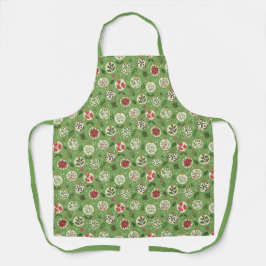 Hand Drawn Christmas Ornament Pattern Apron Schort