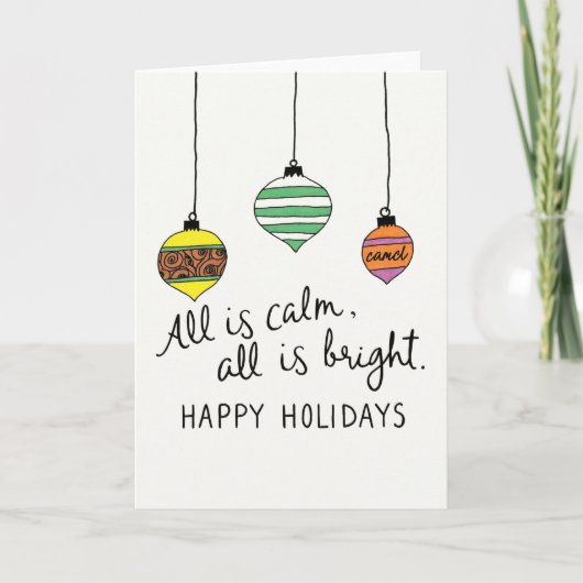 Hand Drawn Christmas Ornaments All is Calm Holiday Kaart (Voorkant)