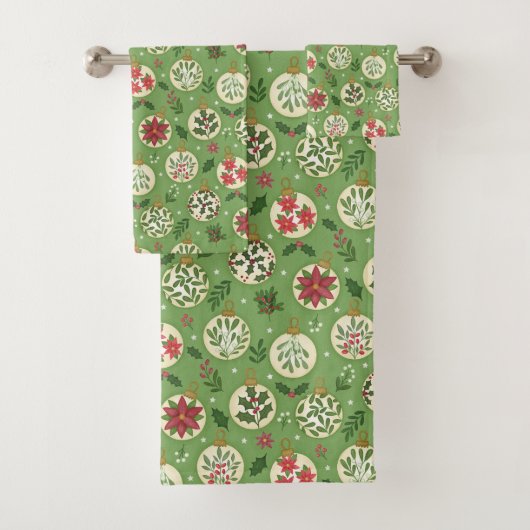 Hand Drawn Christmas Ornaments Bath Towel Set Bad Handdoek (Insitu)