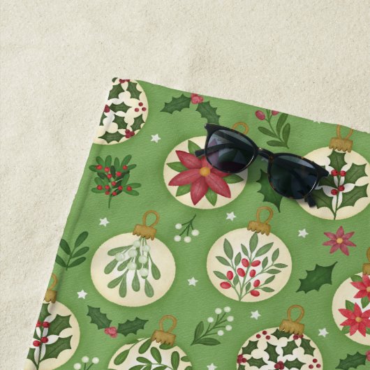 Hand Drawn Christmas Ornaments Beach Towel Strandlaken (In situ)
