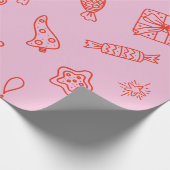 Hand drawn  Christmas Pink and Red Cadeaupapier (Hoek)