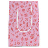 Hand drawn  Christmas Pink and Red  Medium Cadeauzakje (Achterkant)