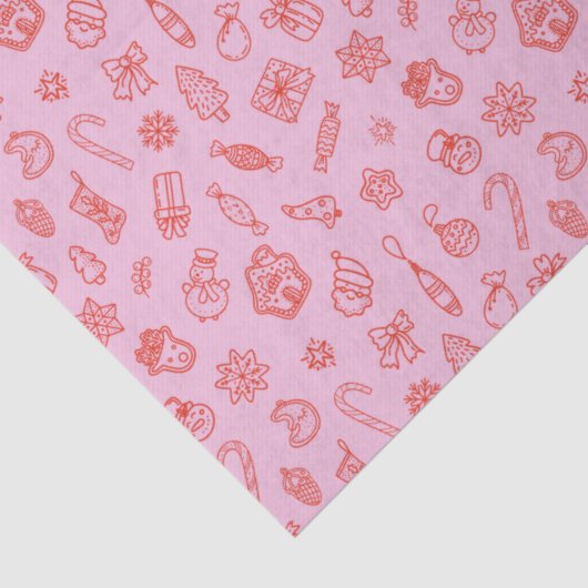 Hand drawn  Christmas Pink and Red  Tissuepapier (Detail)