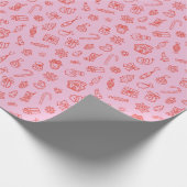 Hand drawn  Christmas Pink and Red Wrapping Paper Cadeaupapier (Hoek)