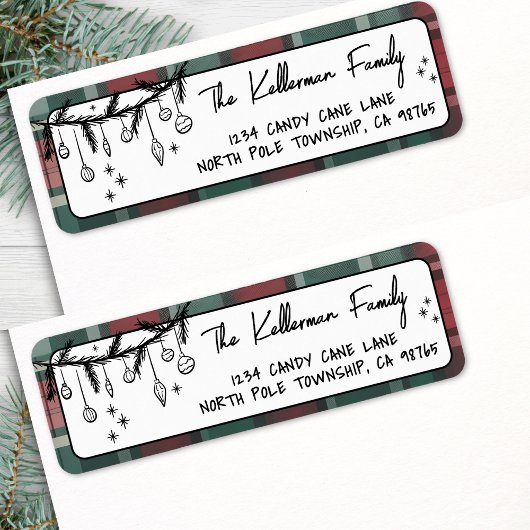 Hand Drawn Christmas Return Address Etiket