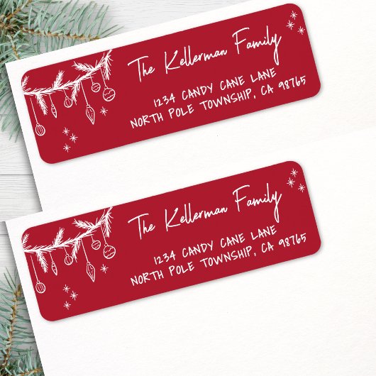 Hand Drawn Christmas Return Address Etiket