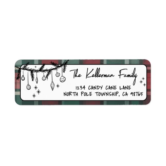 Hand Drawn Christmas Return Address Etiket (Voorkant)