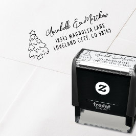 Hand Drawn Christmas Return Address Zelfinktende Stempel