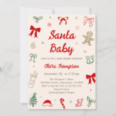 Hand Drawn Christmas Santa Baby Shower  Kaart (Voorkant)