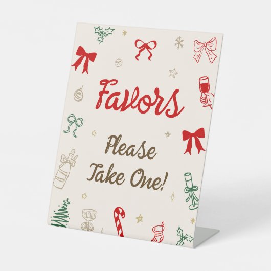 Hand Drawn Christmas Shower Favor  Reclamebord Met Voetstuk (Voorkant)